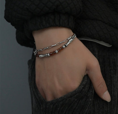 Amber Parts Layered Chain Bracelet