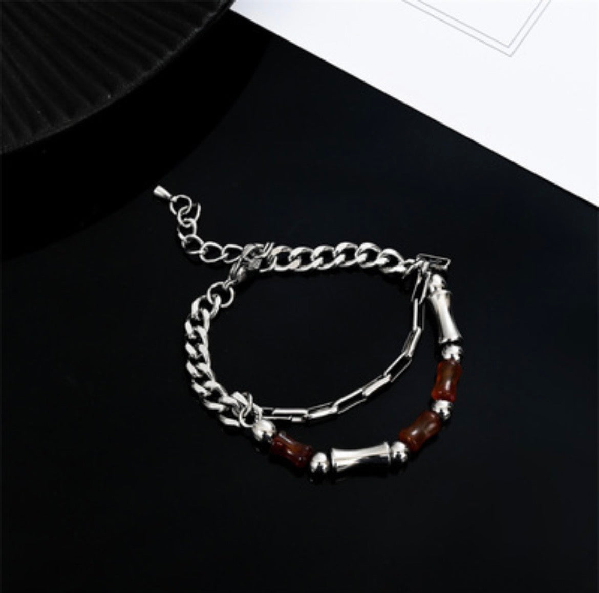 Amber Parts Layered Chain Bracelet