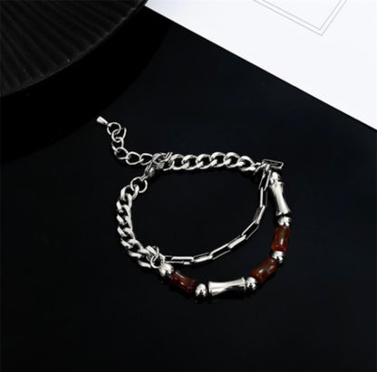 Amber Parts Layered Chain Bracelet