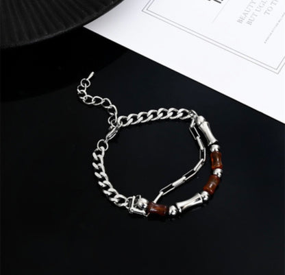 Amber Parts Layered Chain Bracelet