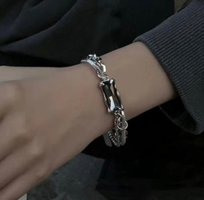 Square Stone Layered Chain Bracelet