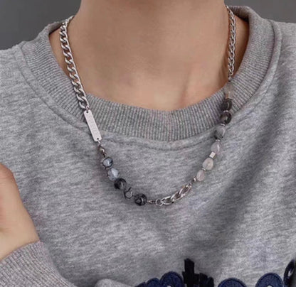 Marble Stone Curb Chain Necklace