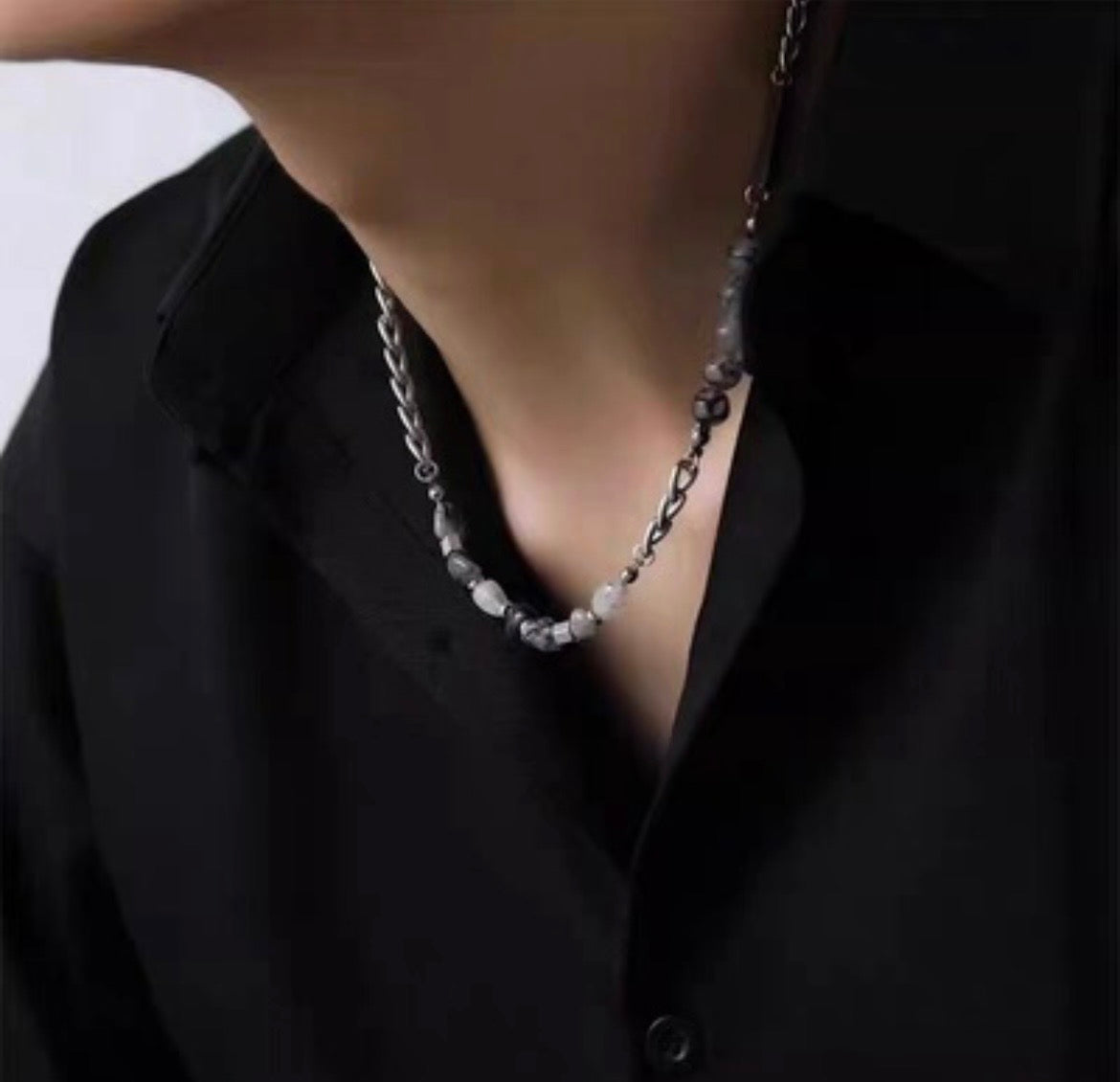 Marble Stone Curb Chain Necklace