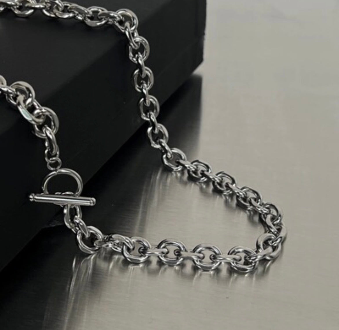 Oval Chain Front Toggle Necklace