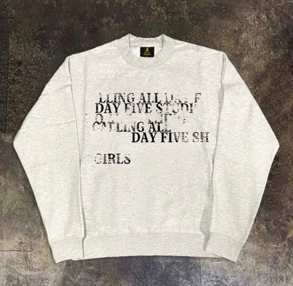 Cracked Typography Print Sweatshirt