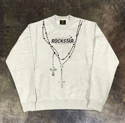 Rosary Cross Print Sweatshirt
