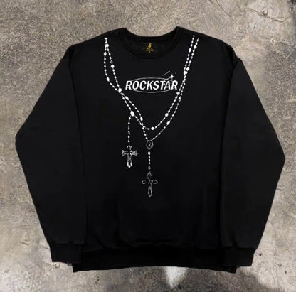 Rosary Cross Print Sweatshirt