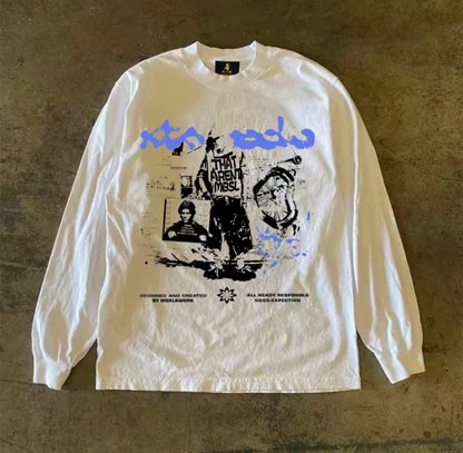 Grunge Collage Graphic Long Sleeve T-Shirt