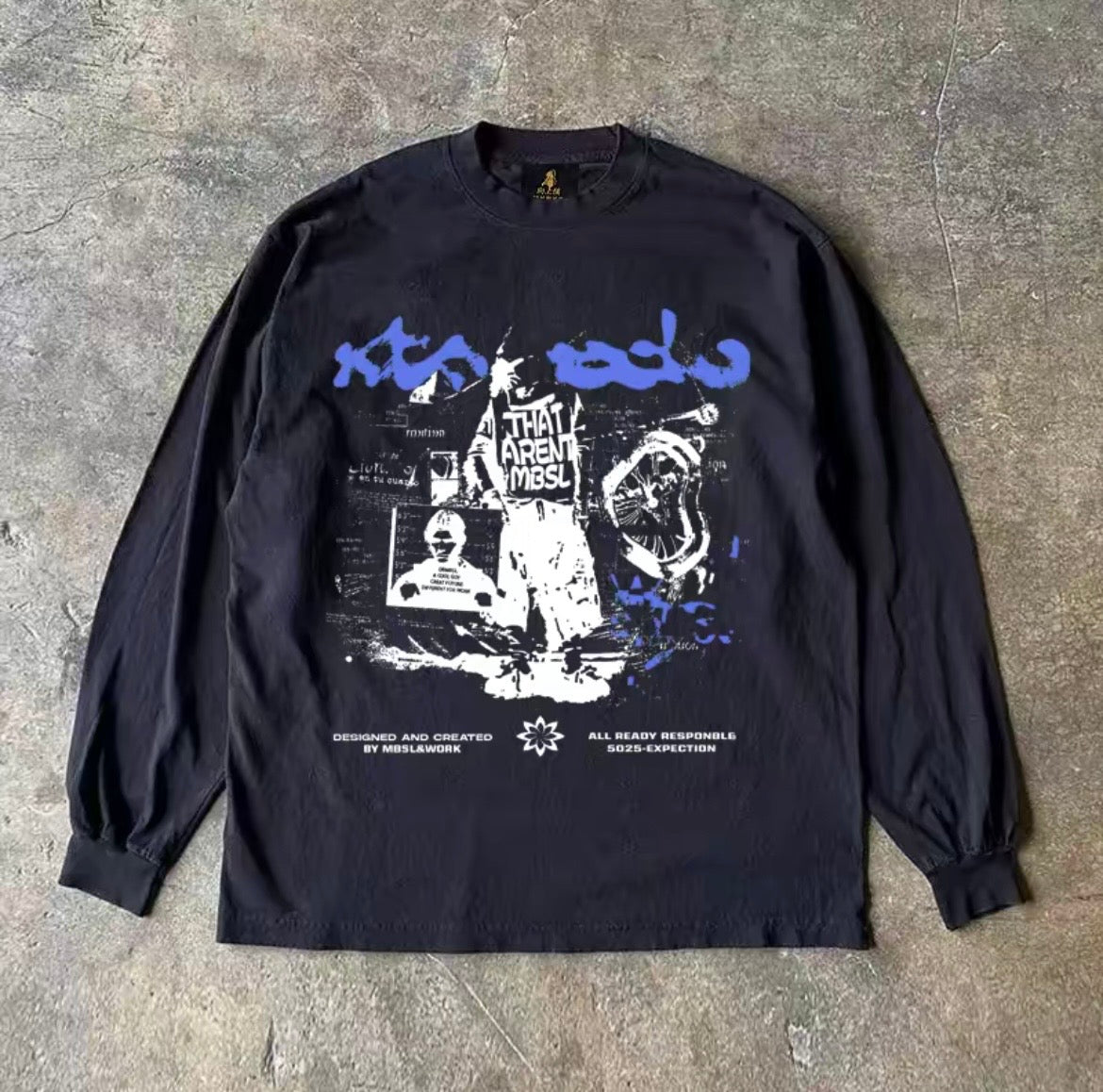 Grunge Collage Graphic Long Sleeve T-Shirt