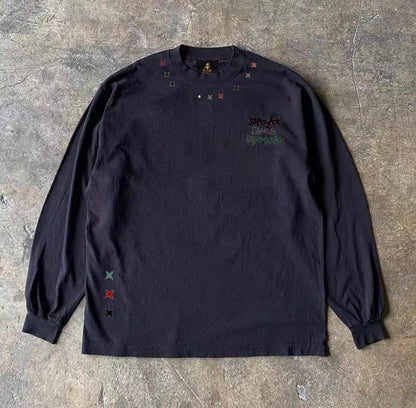 Neckline Mini Motif Long Sleeve T-Shirt