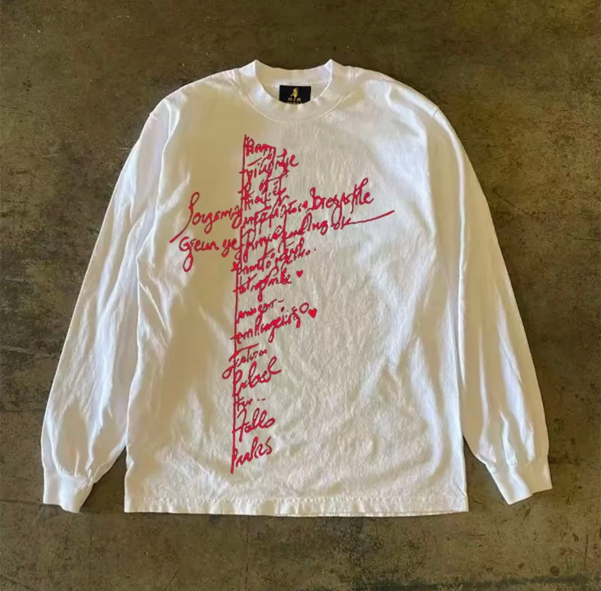 Cross Lettering Print Long Sleeve T-Shirt