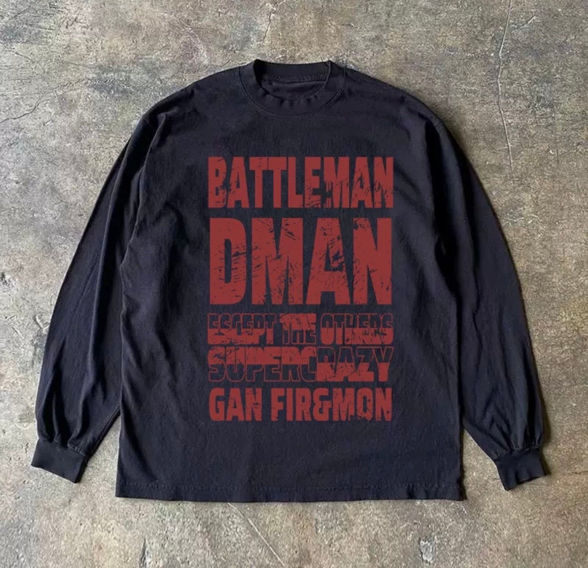 Vintage Cracked Logo Oversized Long Sleeve T-Shirt