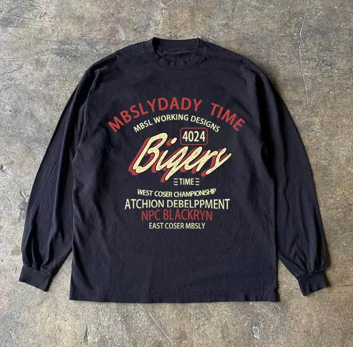 Vintage College Logo Print Long Sleeve T-Shirt