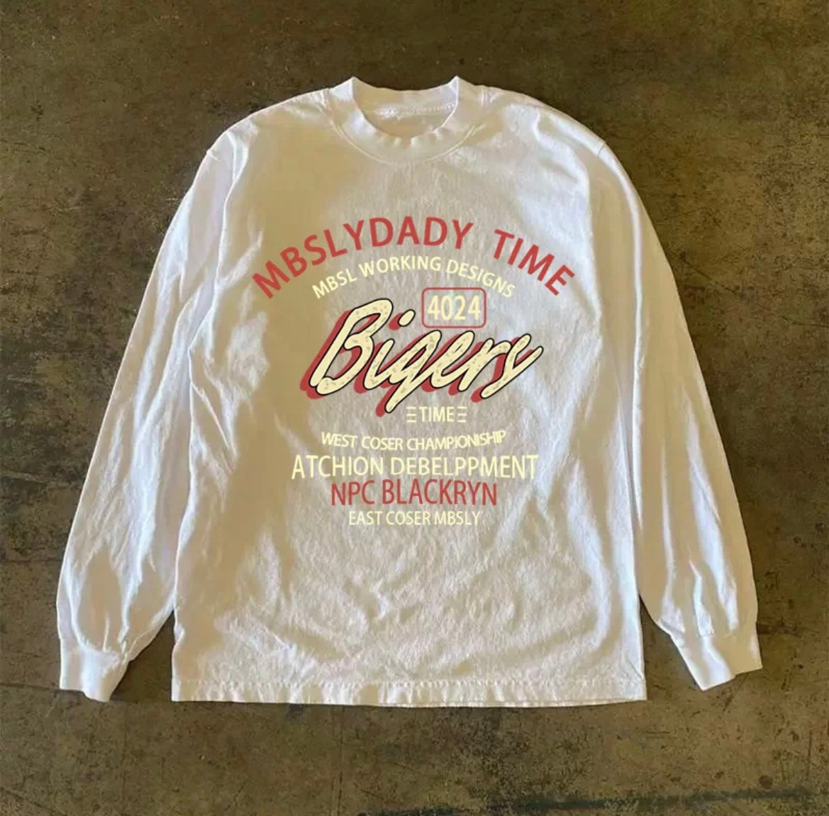 Vintage College Logo Print Long Sleeve T-Shirt