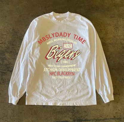 Vintage College Logo Print Long Sleeve T-Shirt