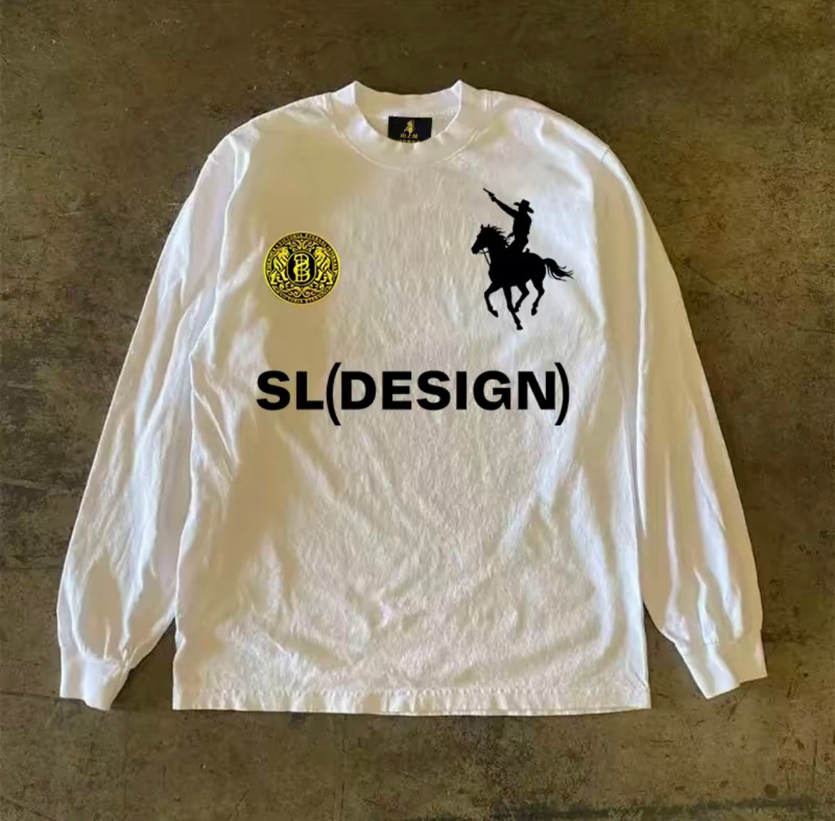 Horse Graphic Back Number Long Sleeve T-Shirt