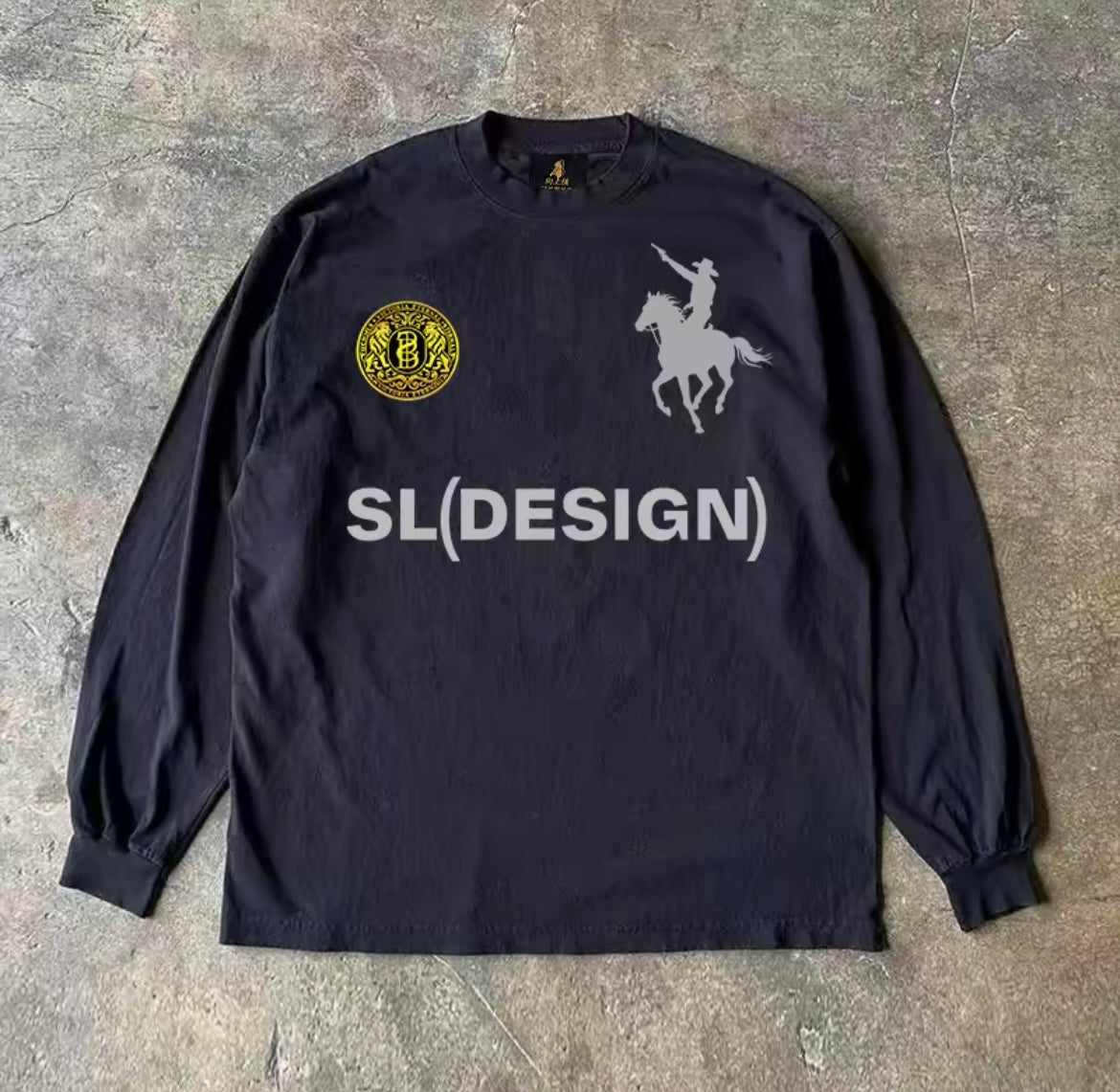 Horse Graphic Back Number Long Sleeve T-Shirt