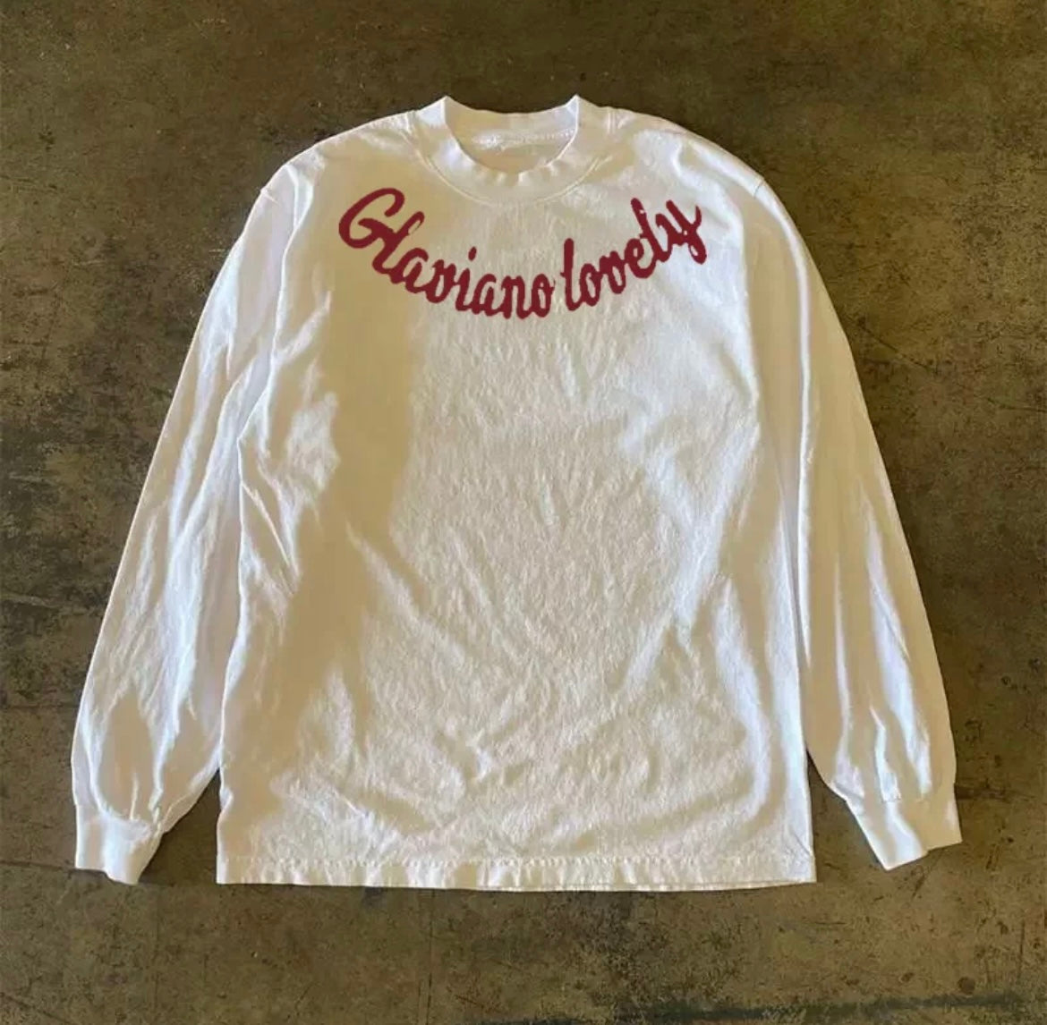 Neck Logo Arch Font Loose Long Sleeve T-Shirt