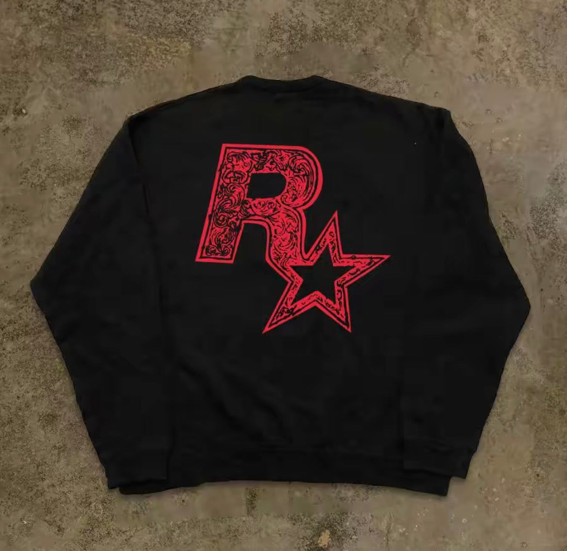 Back R Star Arabesque Print Long Sleeve T-Shirt