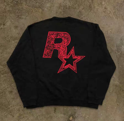 Back R Star Arabesque Print Long Sleeve T-Shirt