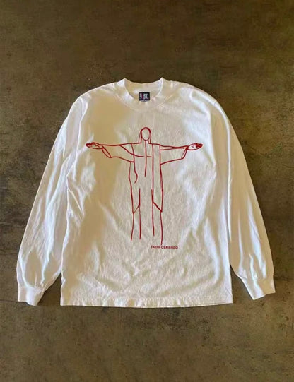 Line Graphic Loose Long Sleeve T-Shirt