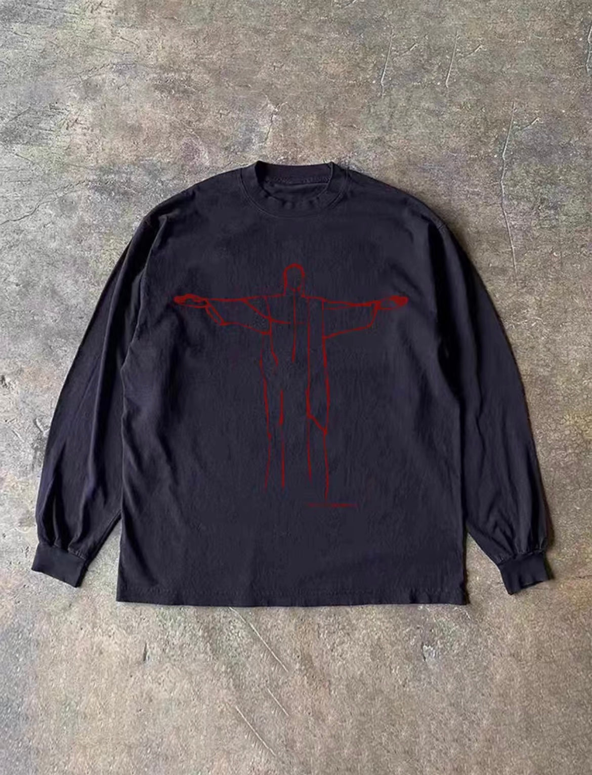 Line Graphic Loose Long Sleeve T-Shirt