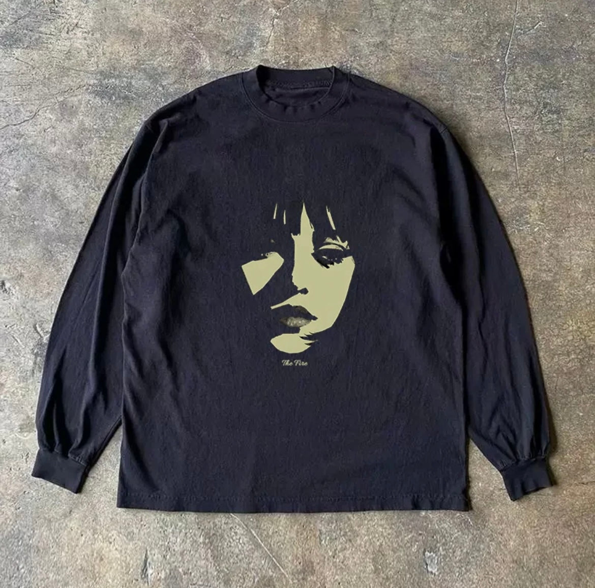 Girl Art Print Loose Long Sleeve T-Shirt