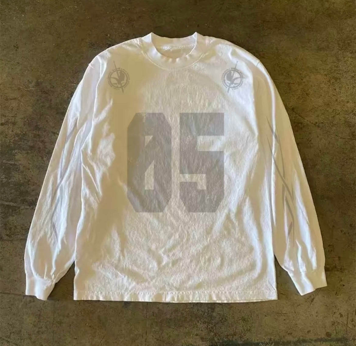 Numbering Cyber Print Long Sleeve T-Shirt