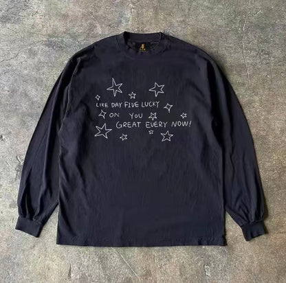 Y2K Star Illustration Loose Long Sleeve T-Shirt