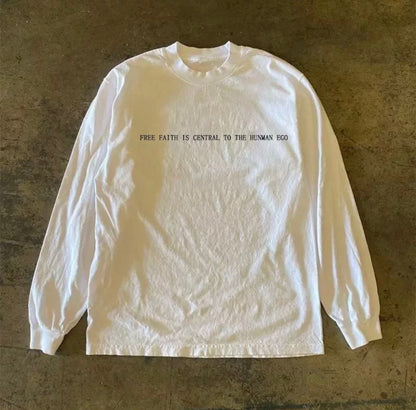 Vintage Lettering Silhouette Long Sleeve T-Shirt