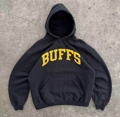 Vintage College Logo Loose Hoodie