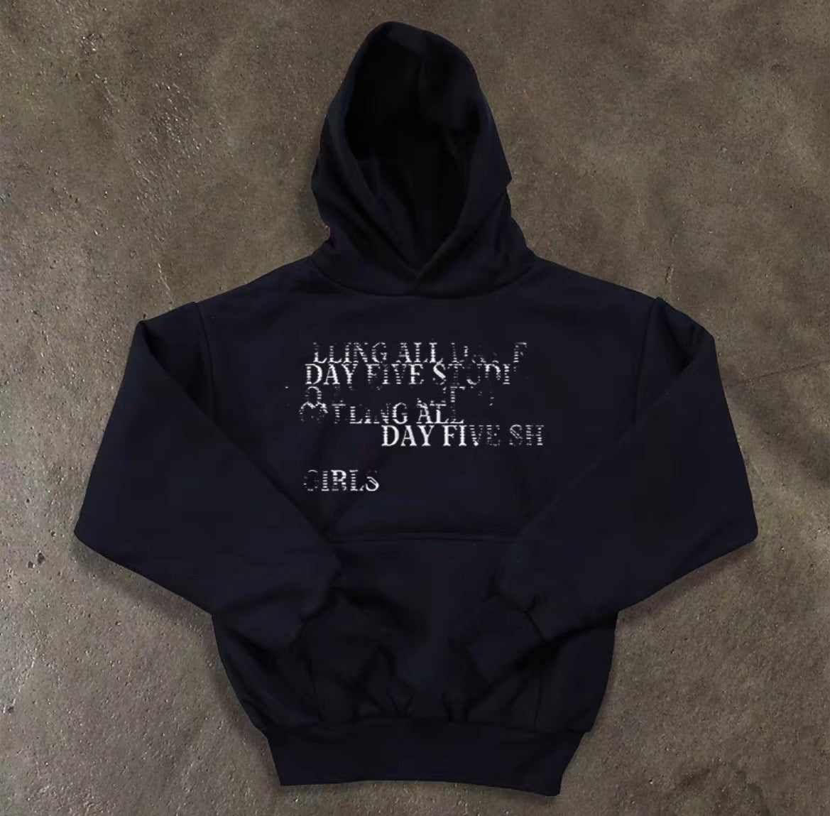 Distortion Text Graphic Pullover Hoodie