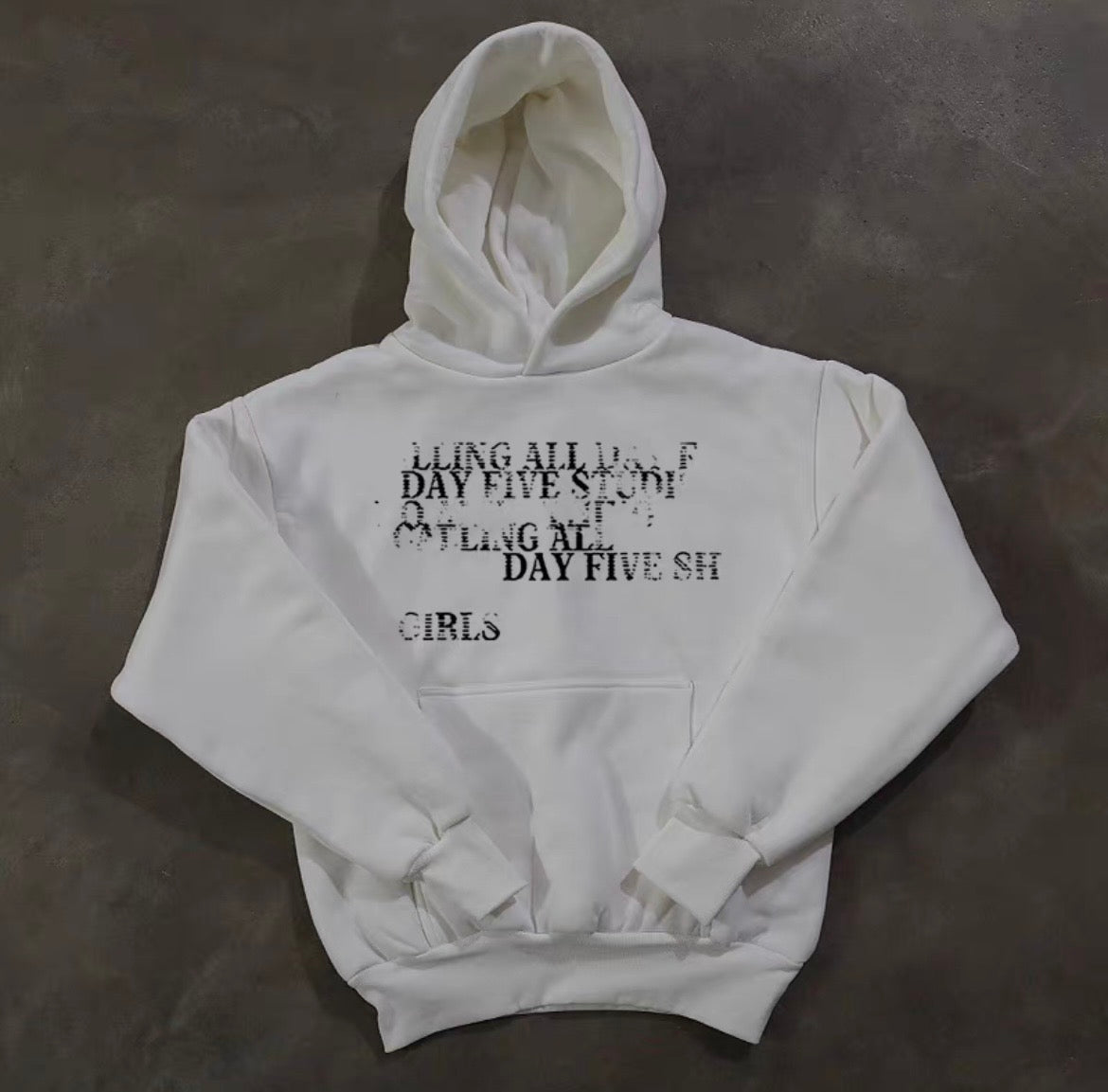 Distortion Text Graphic Pullover Hoodie