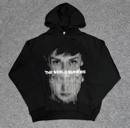Face Graphic Pullover Hoodie