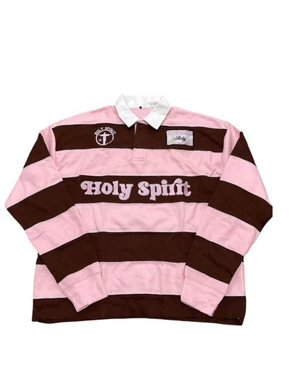 Wide Striped Lettering Rugby Shirt