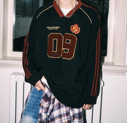 Numbered Line Game Shirt-Style Long Sleeve T-Shirt