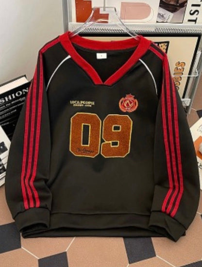 Numbered Line Game Shirt-Style Long Sleeve T-Shirt