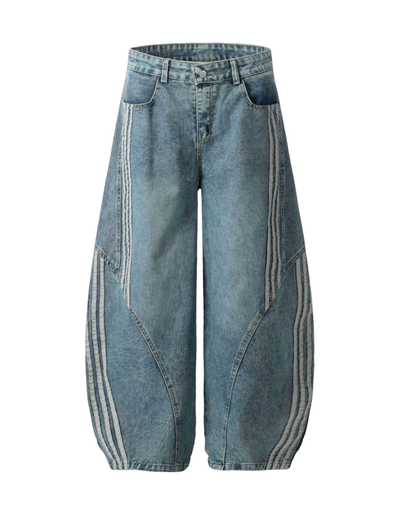 Stripe Wide blue  Denim Pants