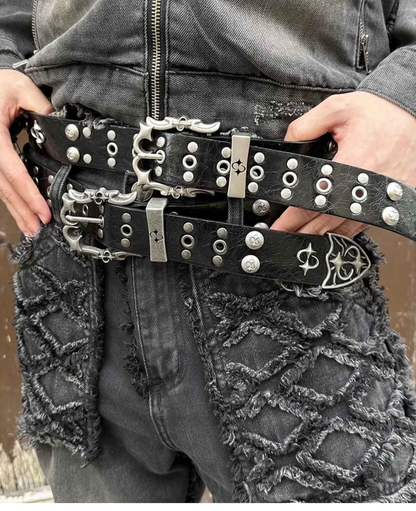 Gothic Black Studded Leather Belt