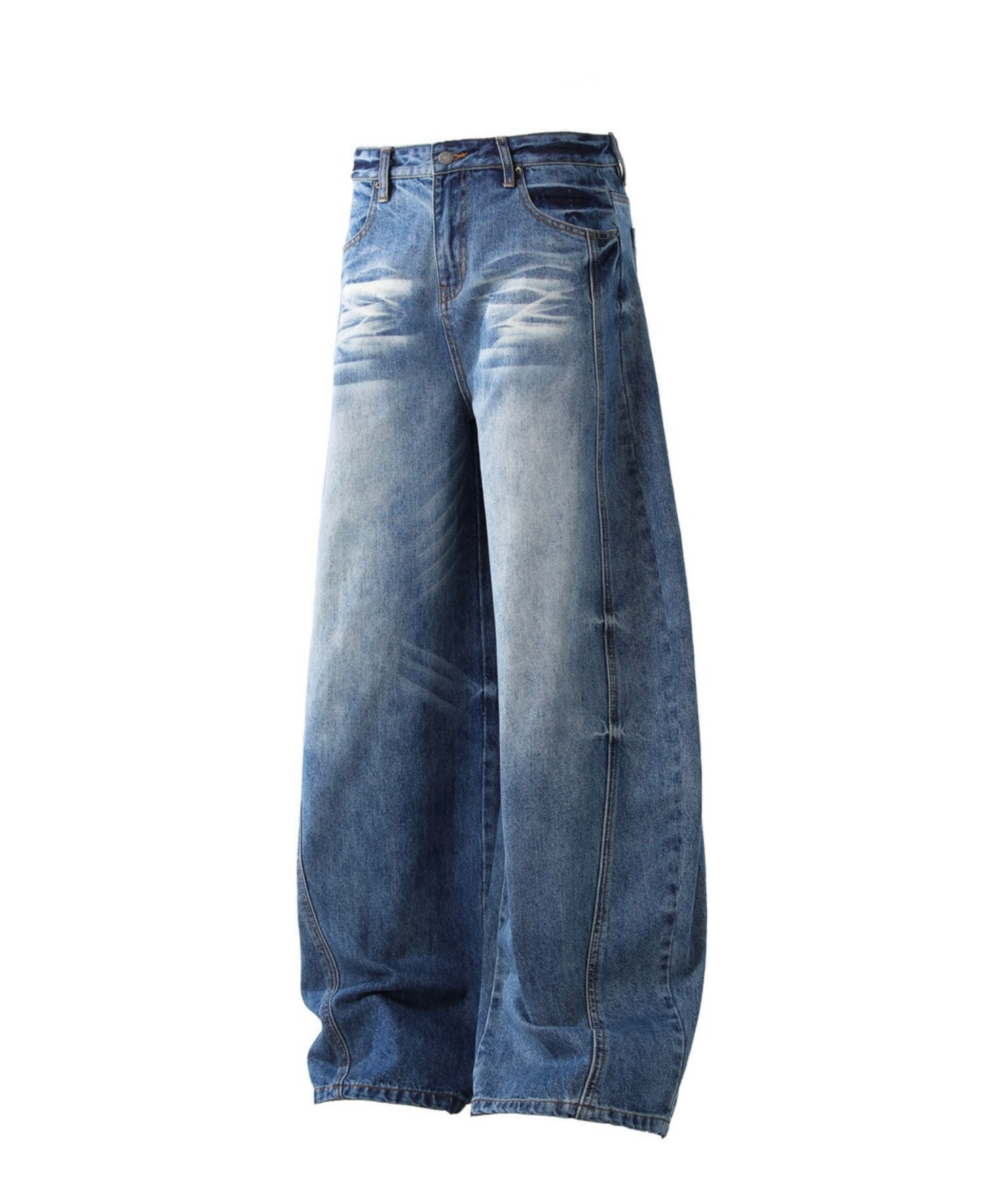 Vintage Wash Barrel Wide Denim Pants