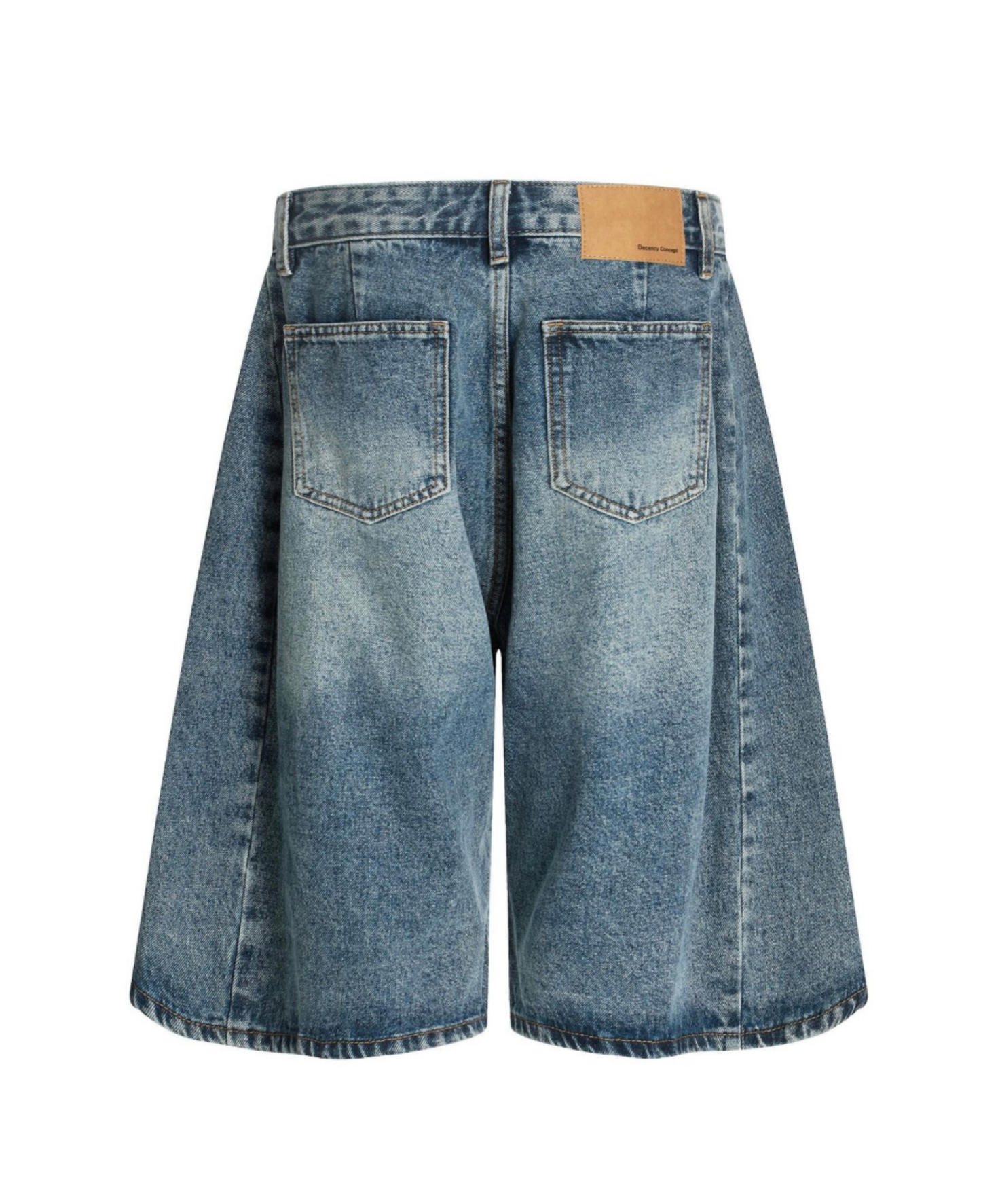Vintage Wash Wide Denim Bermuda Shorts