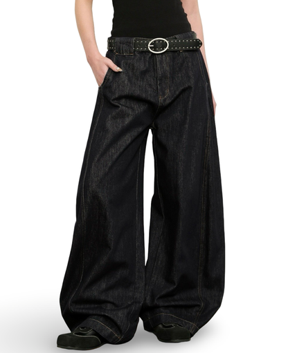 Dark Wash Barrel Wide Denim Pants