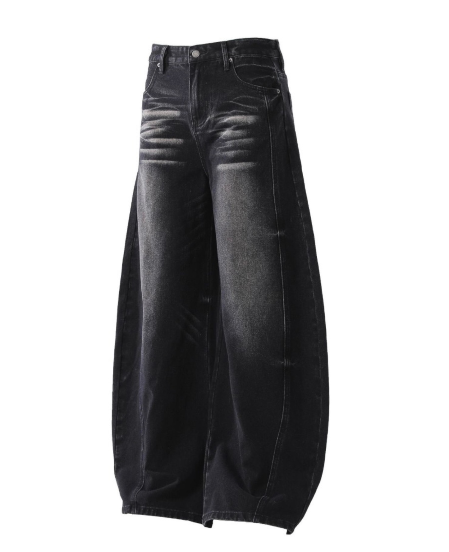 Vintage Wash Barrel Wide Denim Pants