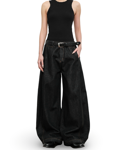 Dark Wash Barrel Wide Denim Pants