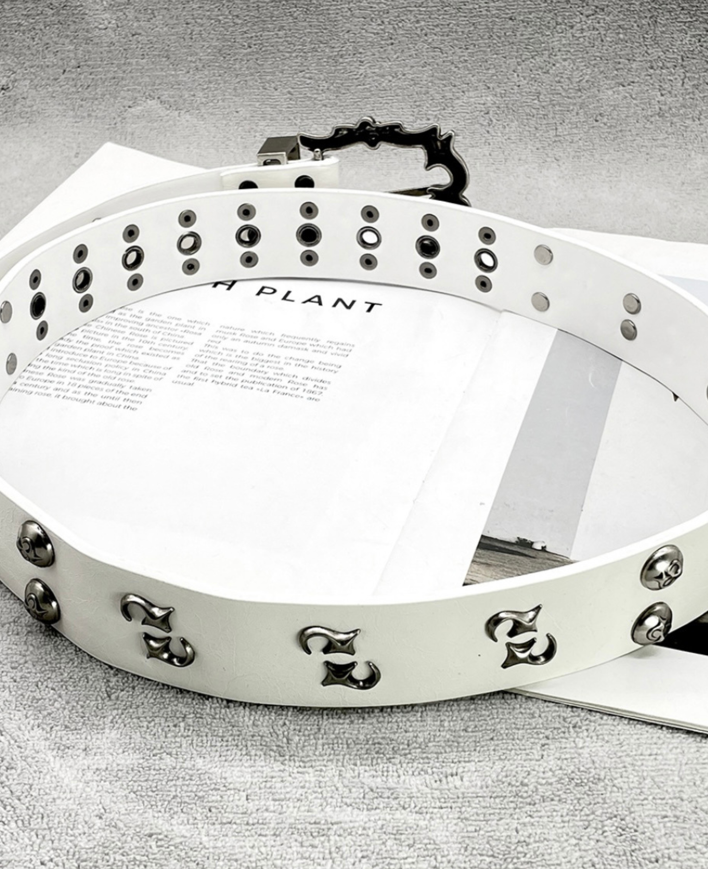 Gothic White Studded Leather Belt