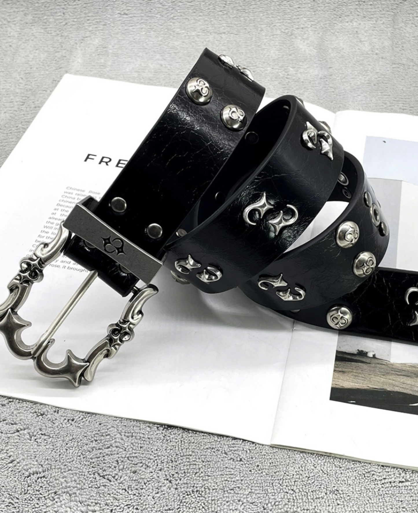 Gothic Black Studded Leather Belt