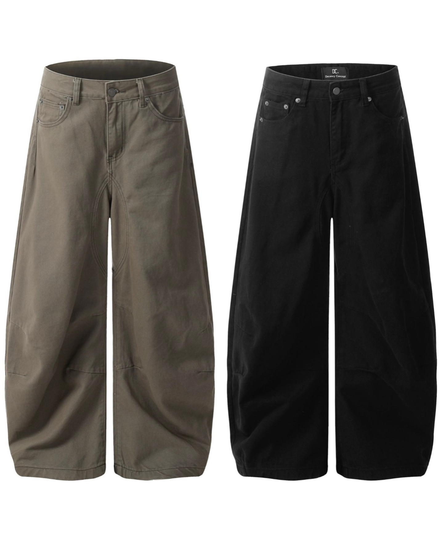 Curved Seam Barrel Wide Pants