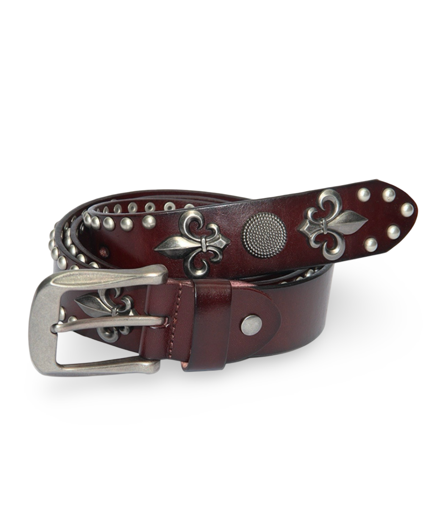 Gothic Cross  Brown Studded Leather Belt