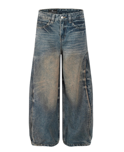 Vintage Wash Barrel Denim Pants