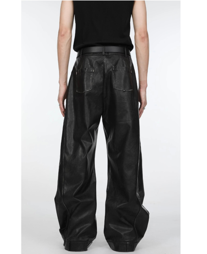 Grunge Leather Loose Straight Pants